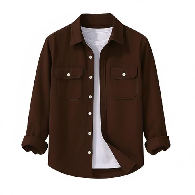 DEELMO Men’s Stylish Cotton Blend Casual Shirt || Full Sleeve Button-Down Shirt with Dual Flap Pockets || Comfortable Breathable Fabric || Perfect for Casual Office and Outing Wear
