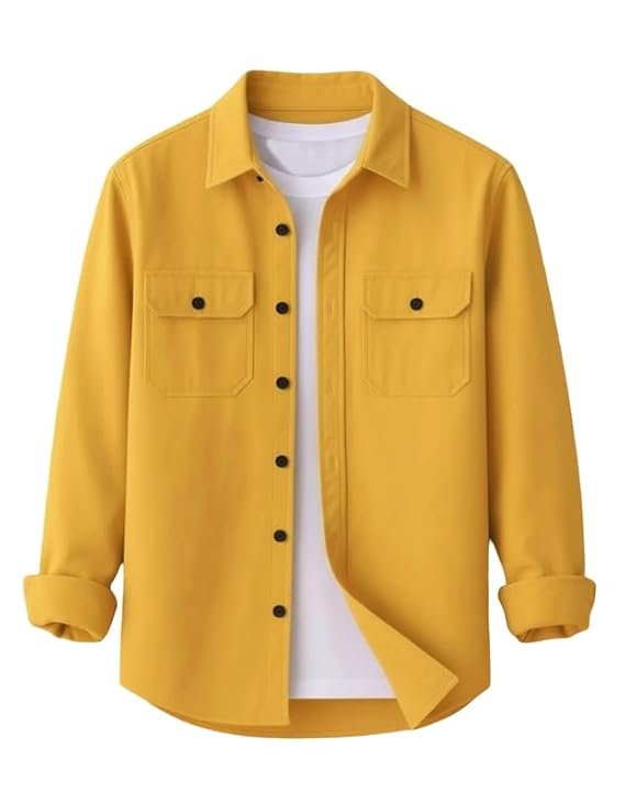 DEELMO Men’s Stylish Cotton Blend Casual Shirt || Full Sleeve Button-Down Shirt with Dual Flap Pockets || Comfortable Breathable Fabric || Perfect for Casual Office and Outing Wear