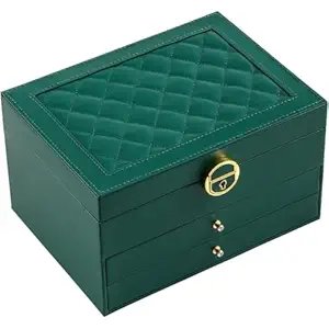 Jewelry Box for Women Girls 3 Layer PU Leather Organizer Storage Case with Compartments for Earrings Rings Bracelets, Necklaces, Watches | Travel Display Box Gift Idea
