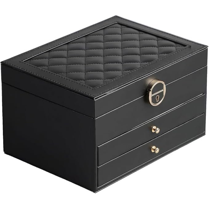 Jewelry Box for Women Girls 3 Layer PU Leather Organizer Storage Case with Compartments for Earrings Rings Bracelets, Necklaces, Watches | Travel Display Box Gift Idea