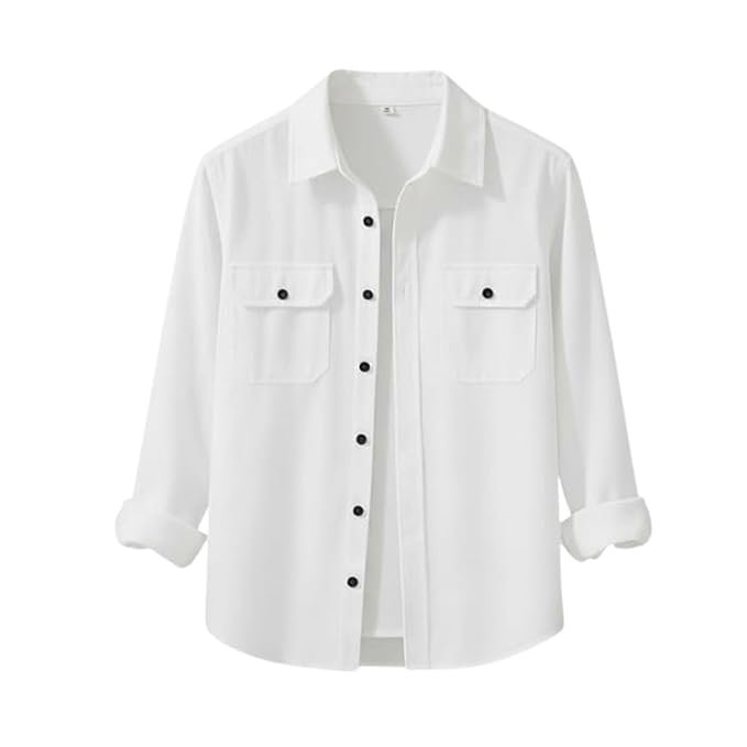 DEELMO Men’s Stylish Cotton Blend Casual Shirt || Full Sleeve Button-Down Shirt with Dual Flap Pockets || Comfortable Breathable Fabric || Perfect for Casual Office and Outing Wear