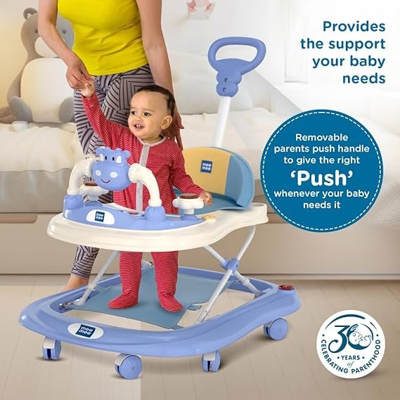Mee Mee 360° Baby Activity Walker | 3 Level Adjustable Height, Foot Mat, Musical Detachable Toy Bar | Parental