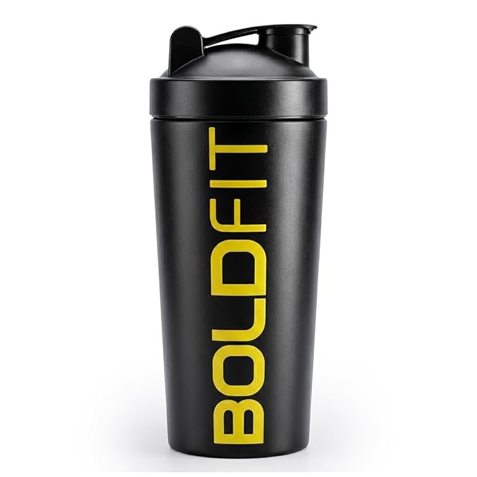 Boldfit Stainless Steel Gym Shaker Bottle Shaker Bottles for Protein Shake 100% Leakproof Guarantee Protein Shaker Sipper Bottle Pre Workout Steel Shaker With Measurement 700 ml