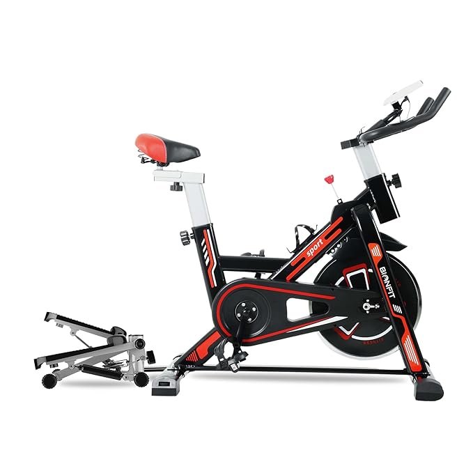 BIONFIT Elite Gym Cycle Machine for Home Fitness | Spin Bike with Digital Display, Max Weight: 100 Kg, Heart Rate Sensor | Upright Exercise Bike for Men Cardio Workout | 2 Years Warranty, DIY