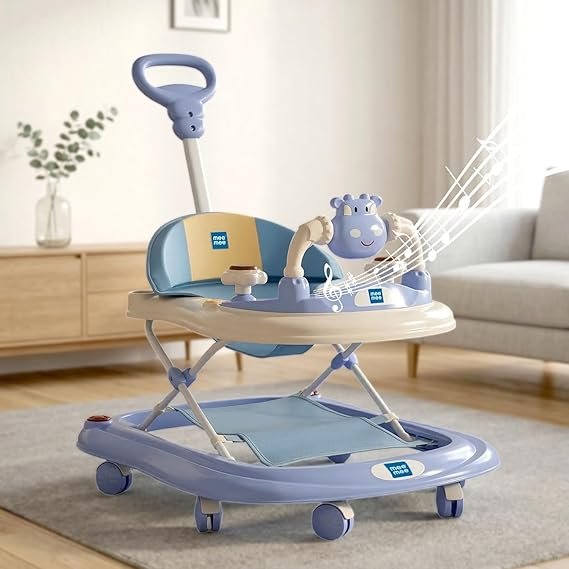 Mee Mee 360° Baby Activity Walker | 3 Level Adjustable Height, Foot Mat, Musical Detachable Toy Bar | Parental