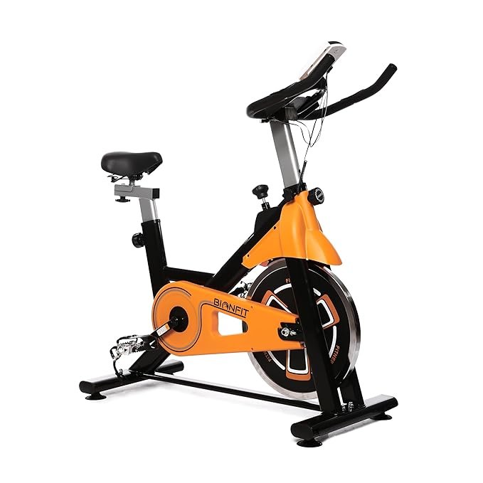 BIONFIT Elite Gym Cycle Machine for Home Fitness | Spin Bike with Digital Display, Max Weight: 100 Kg, Heart Rate Sensor | Upright Exercise Bike for Men Cardio Workout | 2 Years Warranty, DIY