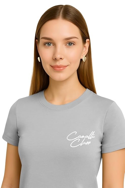Cavalli Class - Women's Solid Cotton T Shirt | Fit Comfortable | Round Neck | Half Sleeve - Regular Fit