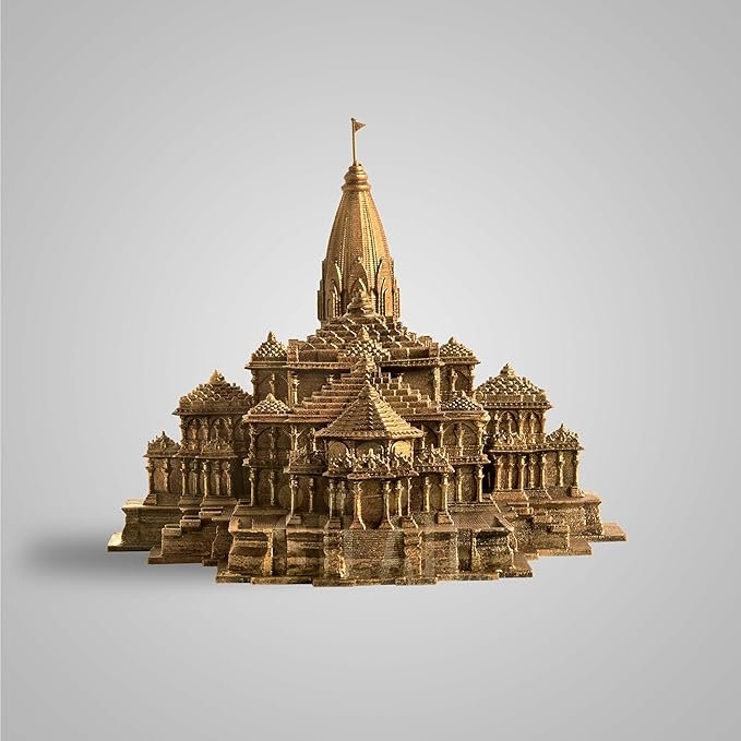 SILAII Ayodhya Ram Mandir Replica Sculpture - 1 Feet, Antique Bronze - Ideal for Home Decor