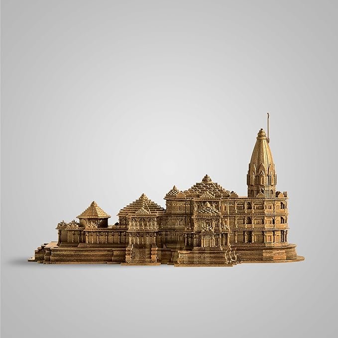 SILAII Ayodhya Ram Mandir Replica Sculpture - 1 Feet, Antique Bronze - Ideal for Home Decor